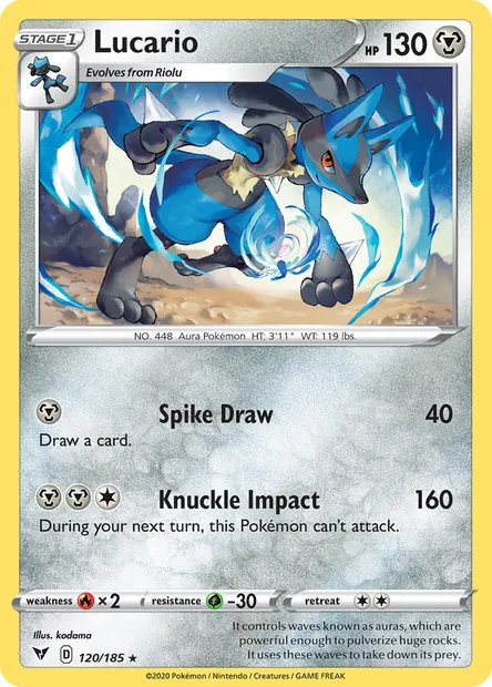 Lucario, Pokémon card VIV 120 — Vivid Voltage set