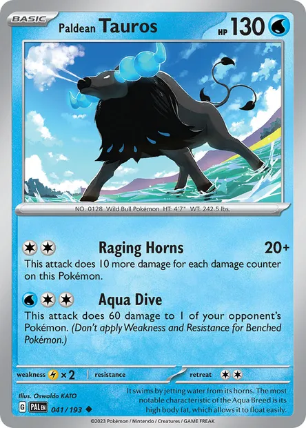 Paldean Tauros, Pokémon card PAL 041 — Paldea Evolved set