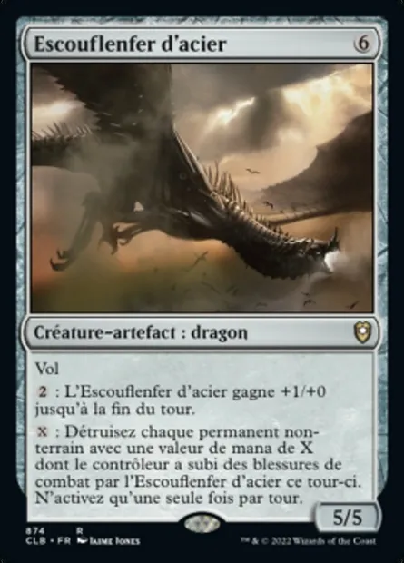 Escouflenfer d'acier, carte Magic CLB 874 — extension Commander Légendes : la bataille de la Porte de Baldur