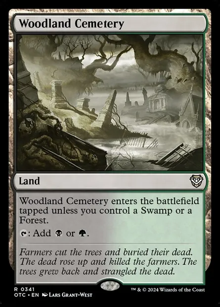 Woodland Cemetery, Magic card OTC 341 — Outlaws of Thunder Junction Commander set