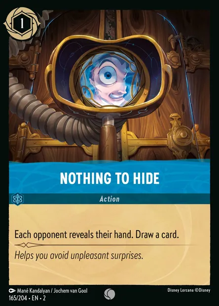 Nothing to Hide, Disney Lorcana card CH2-165 — Rise of the Floodborn set