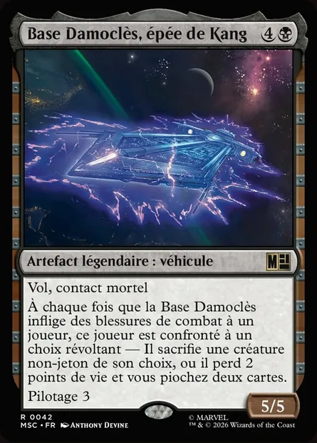 Base Damoclès, épée de Kang, carte Magic MSC 42 — extension Marvel Super Heroes Commander