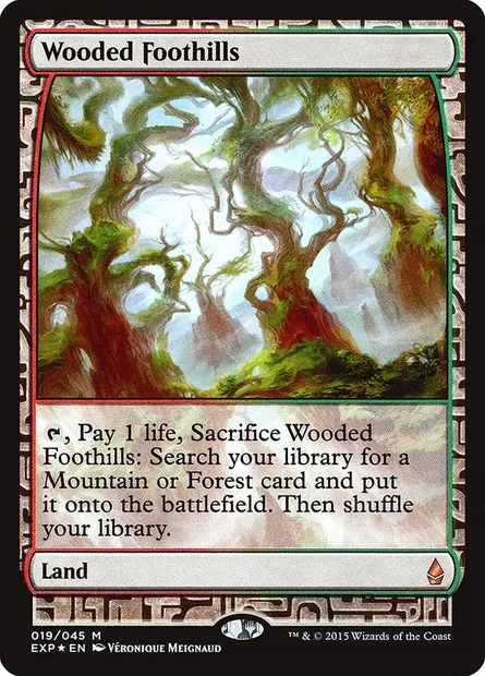 Wooded Foothills, Magic card EXP 19 — Zendikar Expeditions set