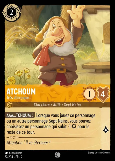 Atchoum - Très allergique, carte Disney Lorcana CH2-022 — extension L'Ascension des Floodborn