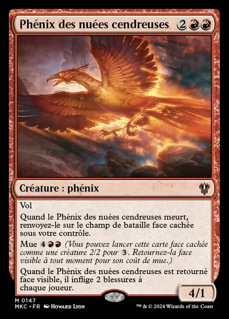 Phénix des nuées cendreuses, carte Magic MKC 147 — extension Murders at Karlov Manor Commander