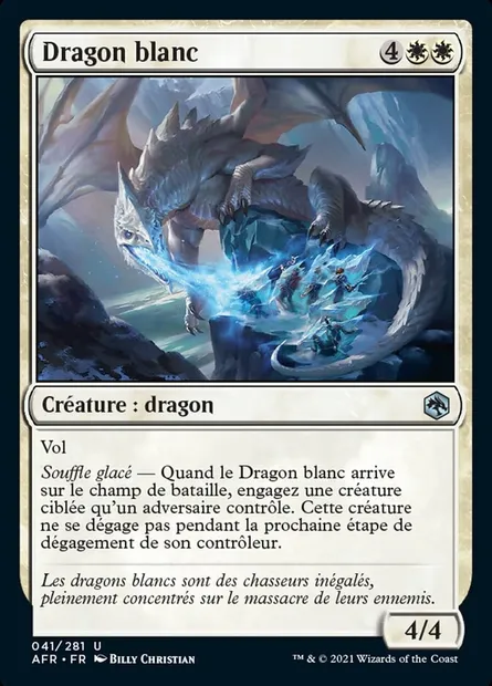 Dragon blanc, carte Magic AFR 41 — extension Forgotten Realms: Aventures dans les Royaumes Oubliés
