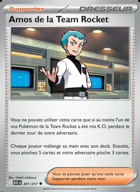 Amos de la Team Rocket, carte Pokémon ASC 201 — extension Héros Transcendants