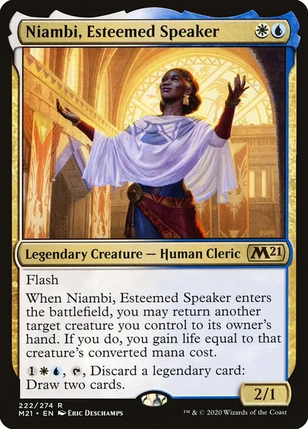 Niambi, Esteemed Speaker, Magic card M21 222 — Core Set 2021 set