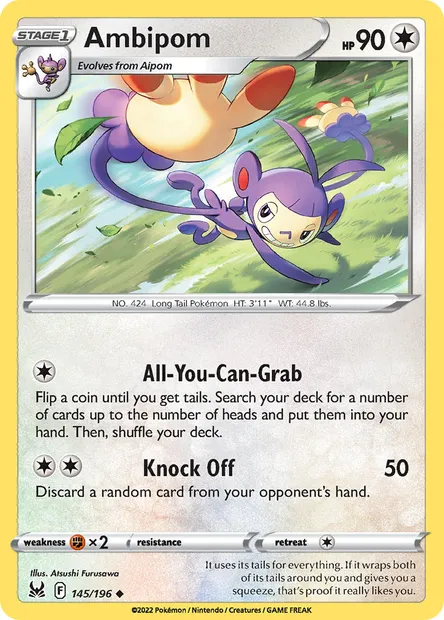 Ambipom, Pokémon card LOR 145 — Lost Origin set
