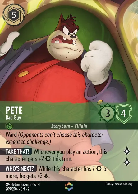 Pete - Bad Guy, Disney Lorcana card CH2-209 — Rise of the Floodborn set