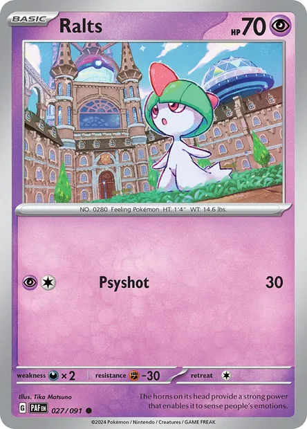 Ralts, Pokémon card PAF 027 — Paldean Fates set
