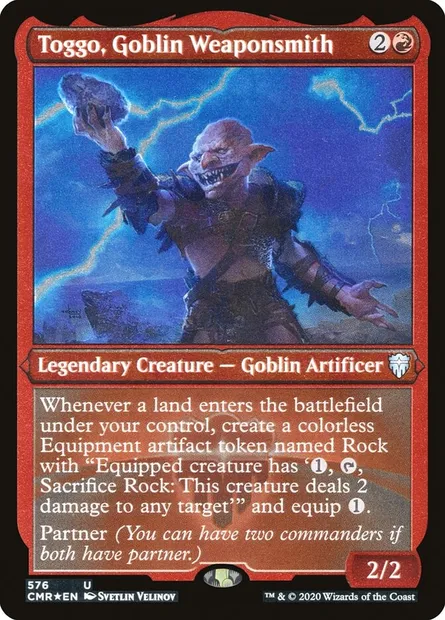 Toggo, Goblin Weaponsmith, Magic card CMR 576 — Commander Legends set