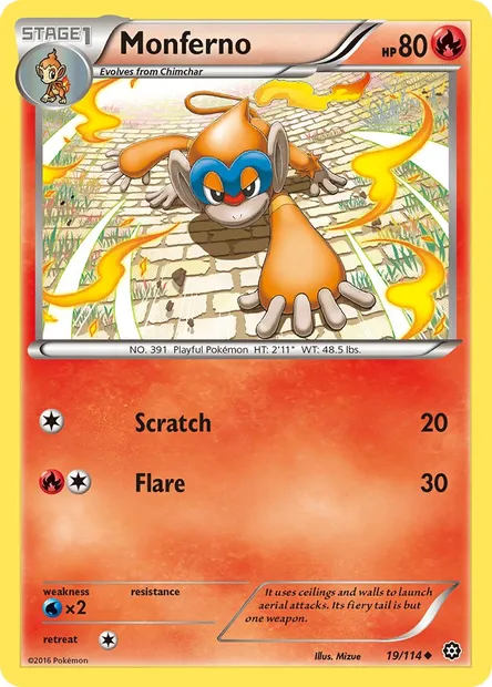 Monferno, Pokémon card STS 19 — Steam Siege set