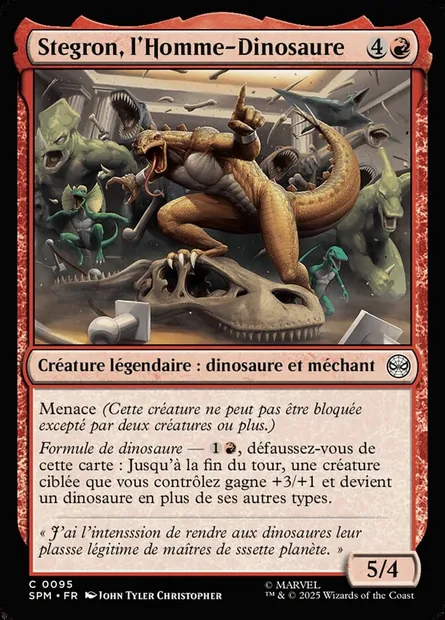 Stegron, l'Homme-Dinosaure, carte Magic SPM 95 — extension Marvel's Spider-Man