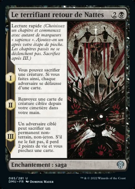 Le terrifiant retour de Nattes, carte Magic DMU 85 — extension Dominaria Uni