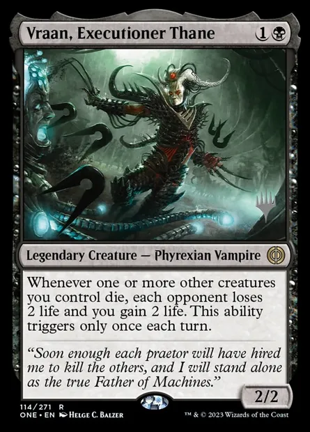 Vraan, Executioner Thane, Magic card PONE 114p — Phyrexia: All Will Be One Promos set