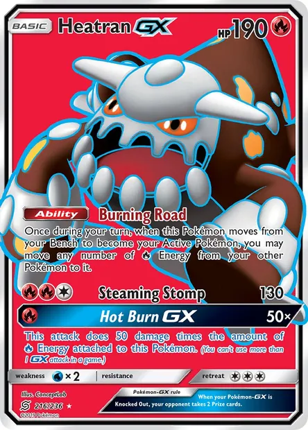 Heatran GX, Pokémon card UNM 216 — Unified Minds set