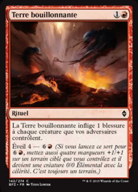 Terre bouillonnante, carte Magic BFZ 142 — extension La bataille de Zendikar