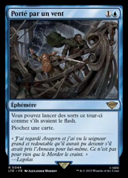 Porté par un vent, carte Magic LTR 44 — extension Le Seigneur des Anneaux : chroniques de la Terre du Milieu