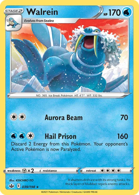 Walrein, Pokémon card CRE 39 — Chilling Reign set