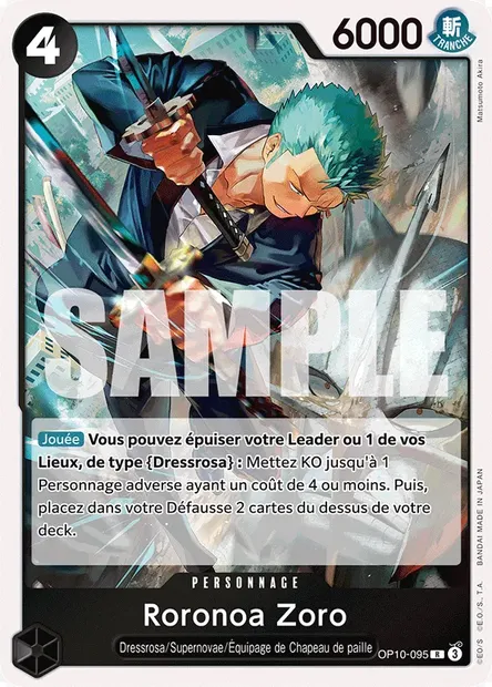 Roronoa Zoro, carte One Piece OP10-095 — extension SANG ROYAL