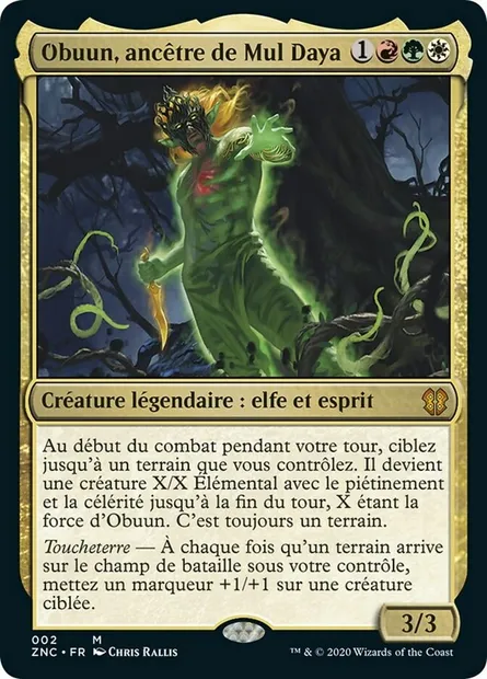 Obuun, ancêtre de Mul Daya, carte Magic ZNC 2 — extension Zendikar Rising Commander