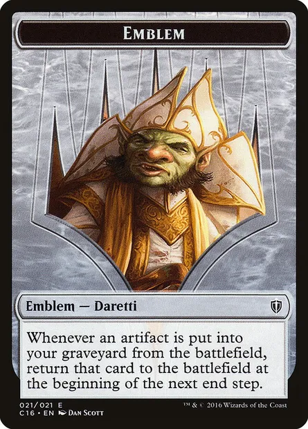 Daretti, Scrap Savant Emblem, carte Magic TC16 21 — extension Commander 2016 Tokens