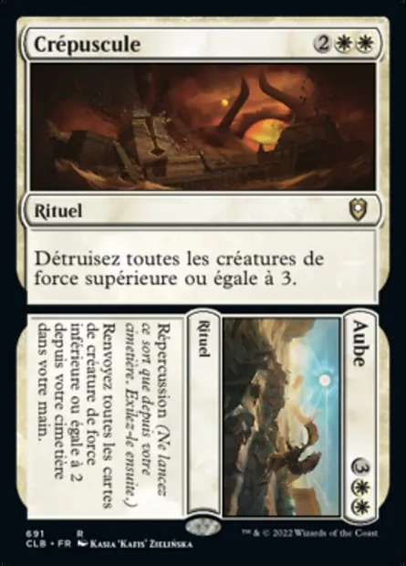 Crépuscule // Aube // Crépuscule // Aube, carte Magic CLB 691 — extension Commander Légendes : la bataille de la Porte de Baldur