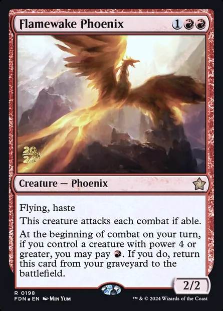 Flamewake Phoenix, Magic card PFDN 198s — Foundations Promos set