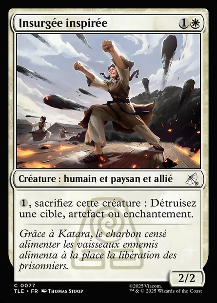 Insurgée inspirée, carte Magic TLE 77 — extension Avatar: The Last Airbender Eternal