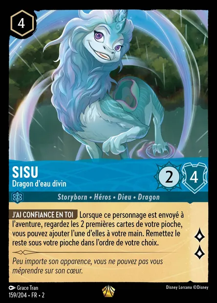 Sisu - Dragon d'eau divin, carte Disney Lorcana CH2-159 — extension L'Ascension des Floodborn