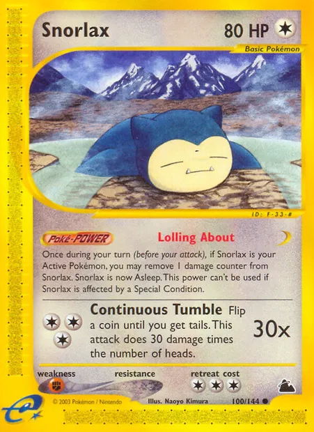 Ronflex, carte Pokémon SK 100 — extension Skyridge