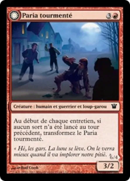 Paria tourmenté // Loup-garou déchaîné, carte Magic ISD 165 — extension Innistrad