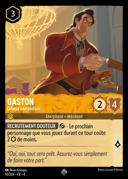 Gaston - Odieux comploteur, carte Disney Lorcana CH4-010 — extension Le Retour d'Ursula