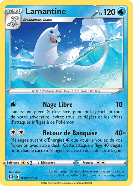 Lamantine, carte Pokémon LOR 034 — extension Origine Perdue