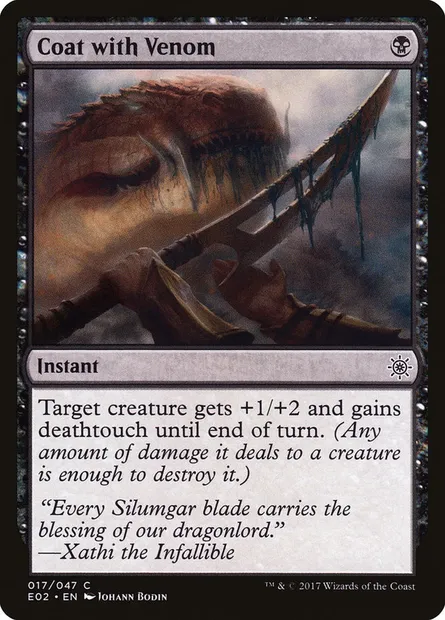 Coat with Venom, Magic card E02 17 — Explorers of Ixalan set