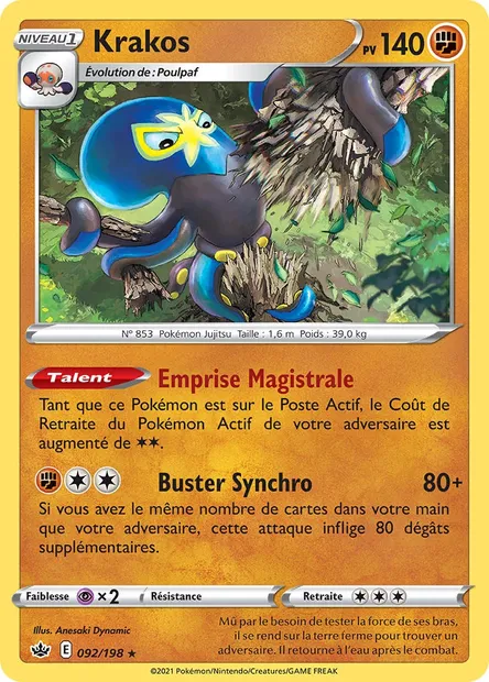Krakos, carte Pokémon CRE 92 — extension Règne de Glace
