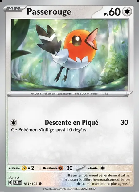 Passerouge, carte Pokémon PAL 163 — extension Évolutions à Paldea