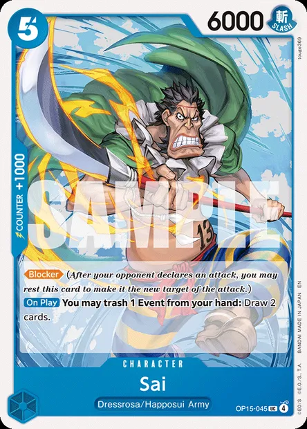 Sai, One Piece card OP15-045 — ADVENTURE ON KAMI’S ISLAND set