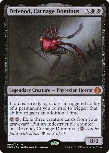 Drivnod, Carnage Dominus, Magic card ONE 90 — Phyrexia: All Will Be One set