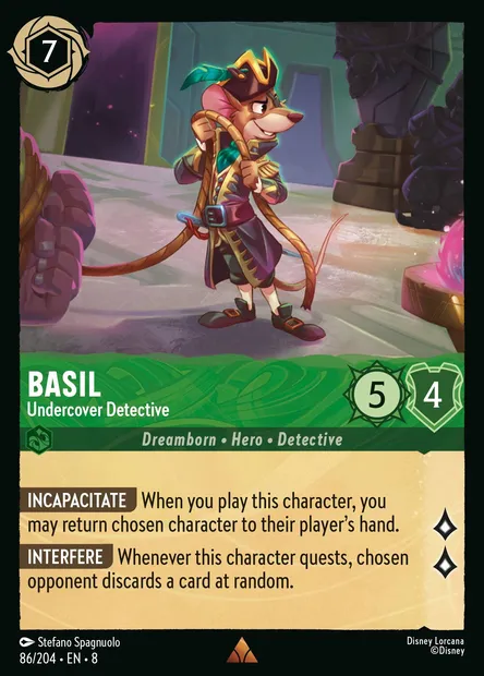 Basil - Undercover Detective, Disney Lorcana card CH8-086 — The Reign of Jafar set