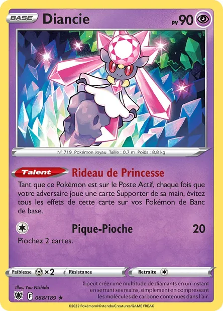 Diancie, carte Pokémon ASR 068 — extension Astres Radieux