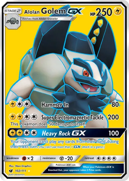 Alolan Golem GX, Pokémon card CIN 102 — Crimson Invasion set
