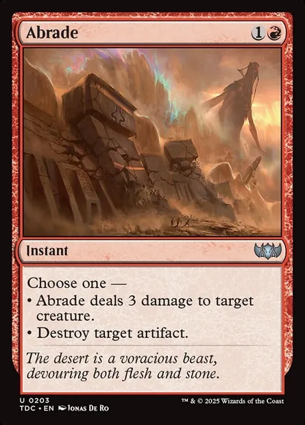 Abrade, Magic card TDC 203 — Tarkir: Dragonstorm Commander set