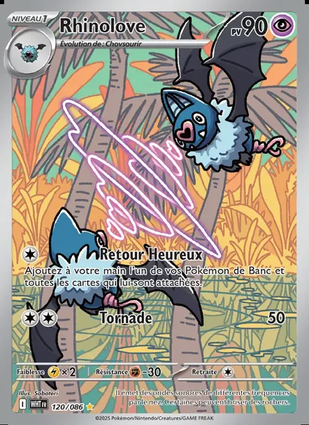 Rhinolove, carte Pokémon WHT 120 — extension Flamme Blanche