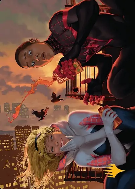 Heroes' Hangout // Heroes' Hangout, carte Magic ASPM 14 — extension Marvel's Spider-Man Art Series