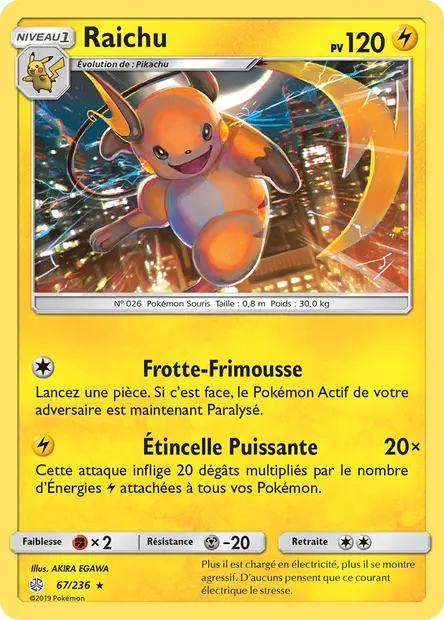 Raichu, carte Pokémon CEC 67 — extension Éclipse Cosmique