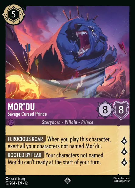 Mor'du - Savage Cursed Prince, Disney Lorcana card CH12-057 — Wilds Unknown set