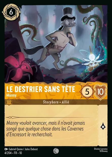 Le destrier sans tête - Manny, carte Disney Lorcana CH10-004 — extension Lueurs dans les Profondeurs