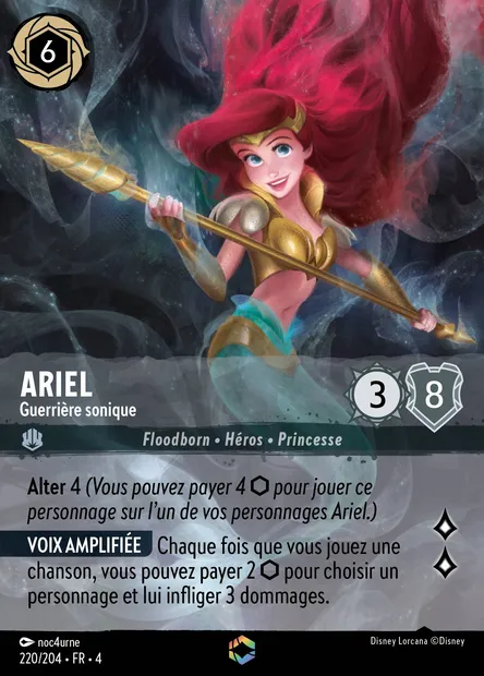 Ariel - Guerrière sonique, carte Disney Lorcana CH4-220 — extension Le Retour d'Ursula